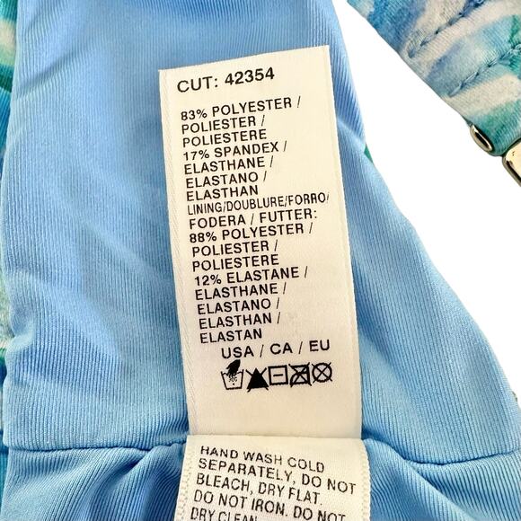 Splendid Graffiti Heart RSC Tie Front Bralete Bikini Top in Blue, Large - Picture 14 of 15